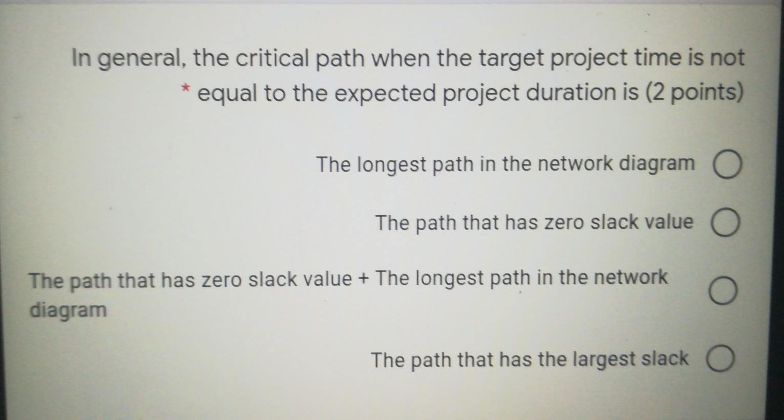 In general, the critical path when the target