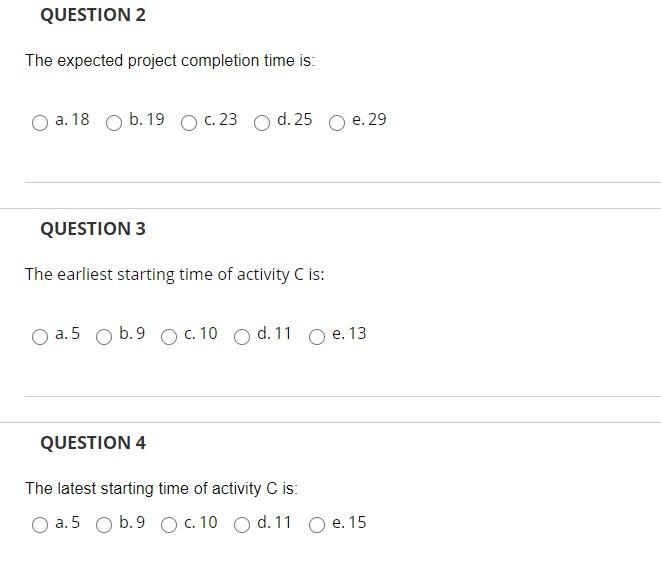 QUESTION 1 (Information for the next 6