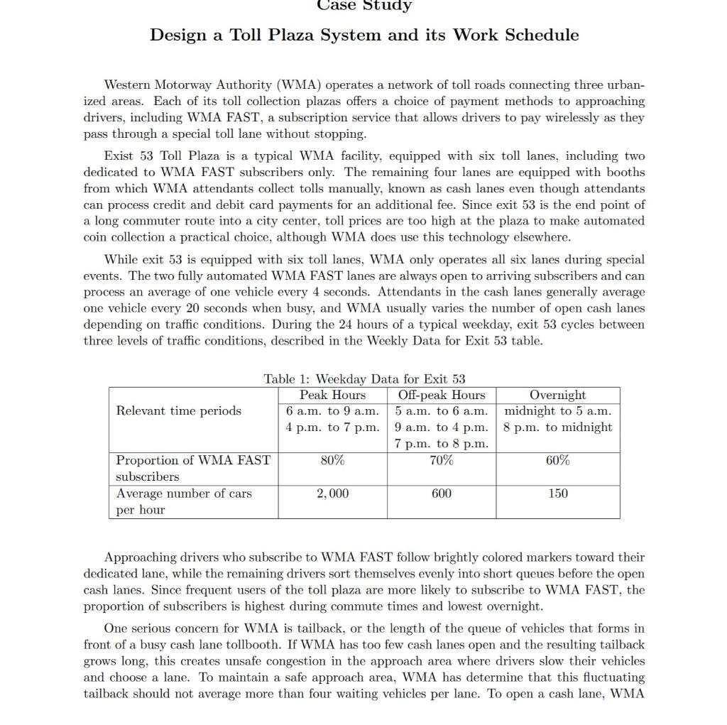 Case Study Design a Toll Plaza System and its