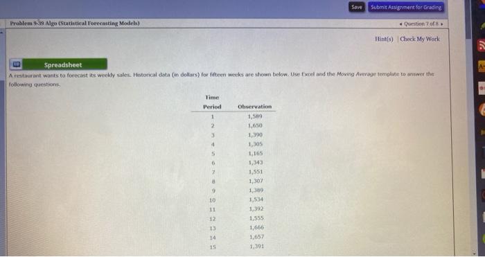 Save Submit Assignment for Grading Problem 9:39