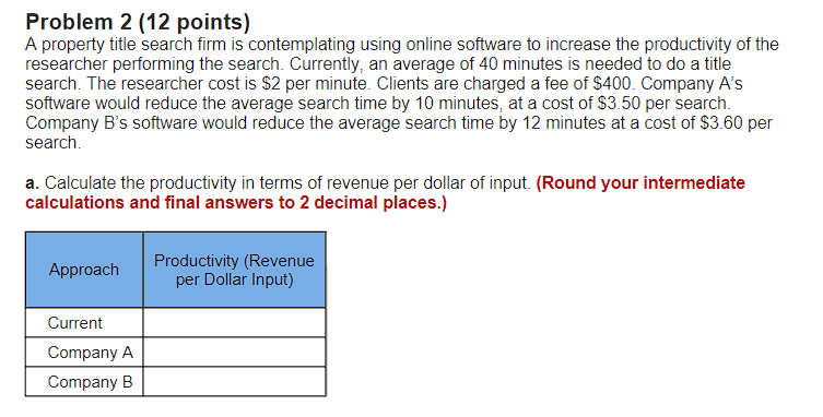 Problem 2 (12 points) A property title search
