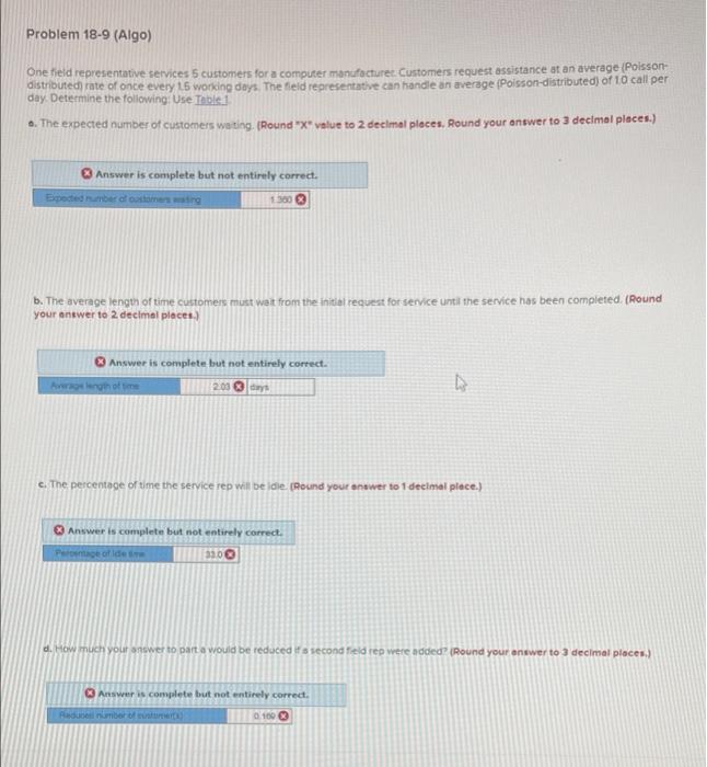 Problem 18-9 (Algo) One field representative