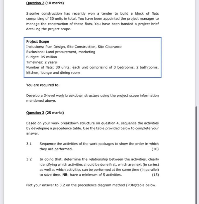 please assist with 3.1 /3.2 Question 2 (10 marks)