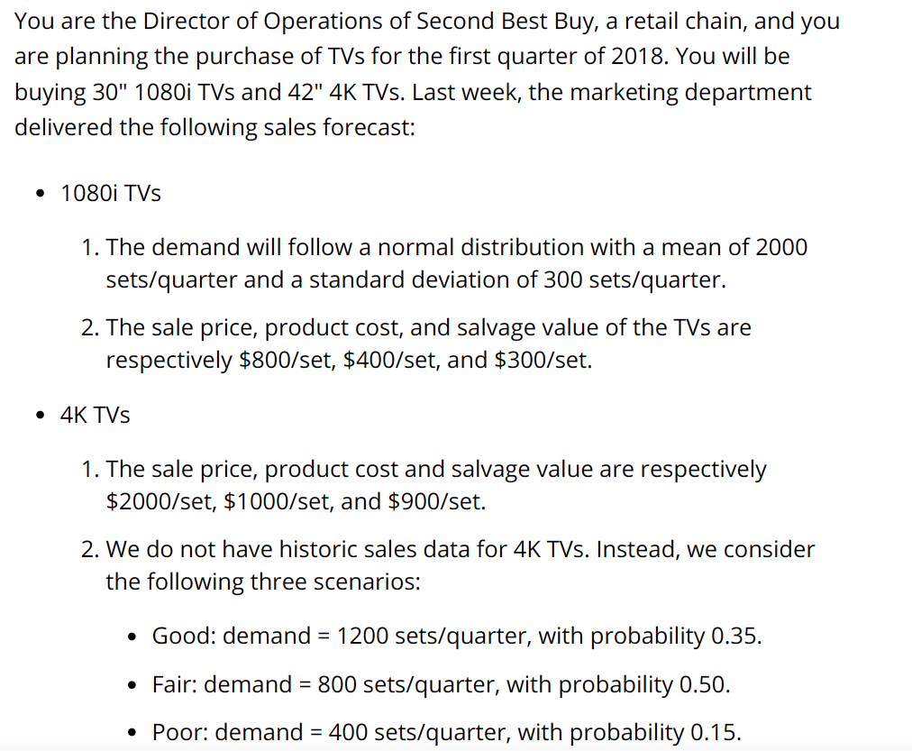 You are the Director of Operations of Second Best
