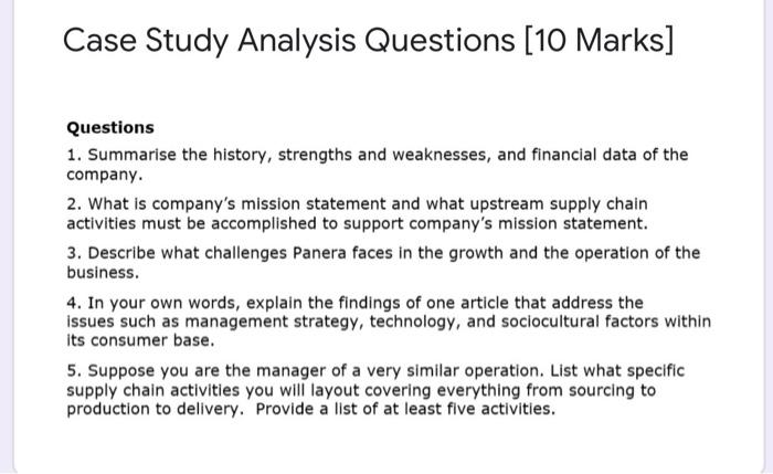 Case Study Analysis Questions [10 Marks]