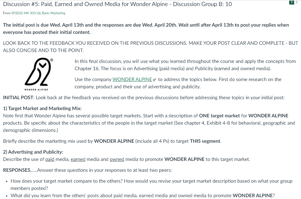 Discussion #5: Paid, Earned and Owned Media for