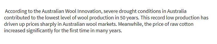 According to the Australian Wool Innovation,