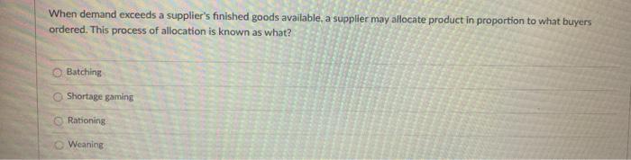 When demand exceeds a supplier's finished goods