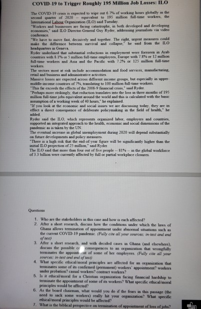 COVID-19 to Trigger Roughly 195 Million Job