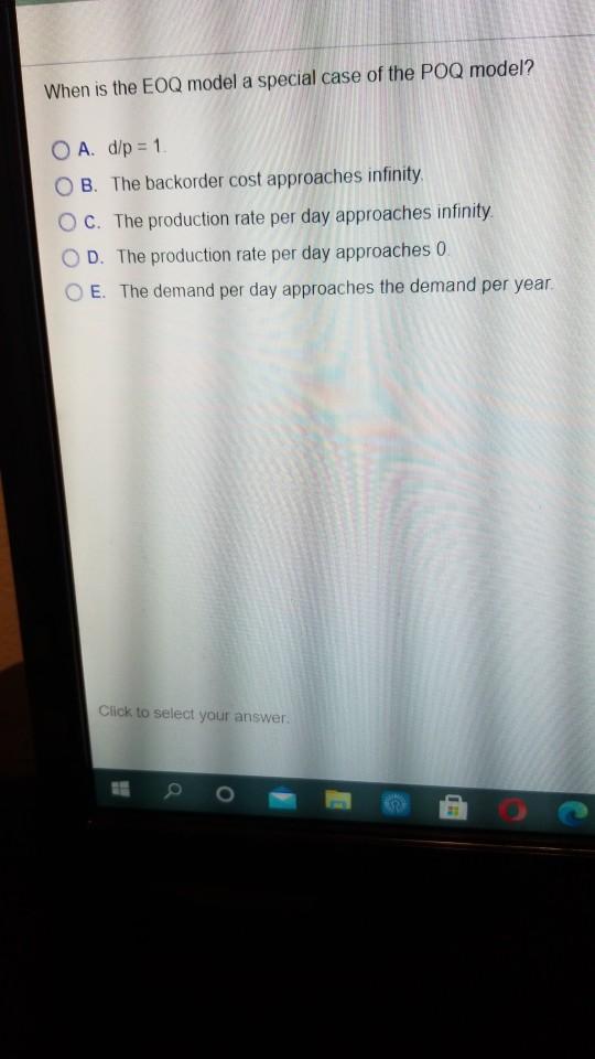 When is the EOQ model a special case of the POQ