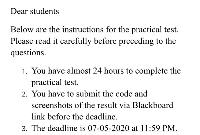 Dear students Below are the instructions for the