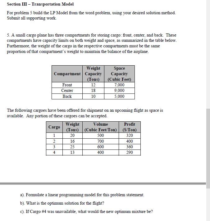SOLVE THIS BY USEING EXCEL USE EXCEL Section III