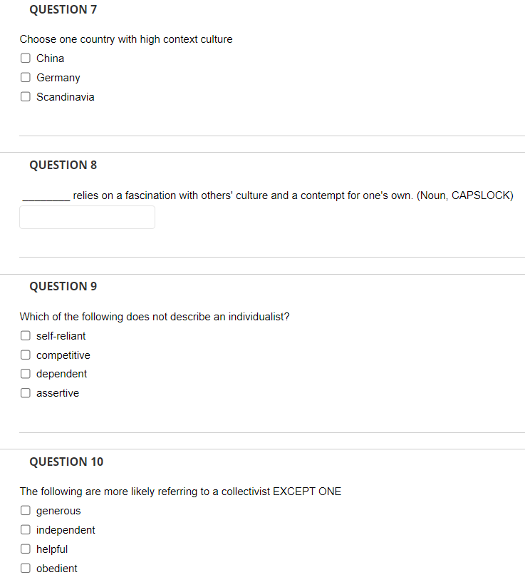 Choose one country with high context culture