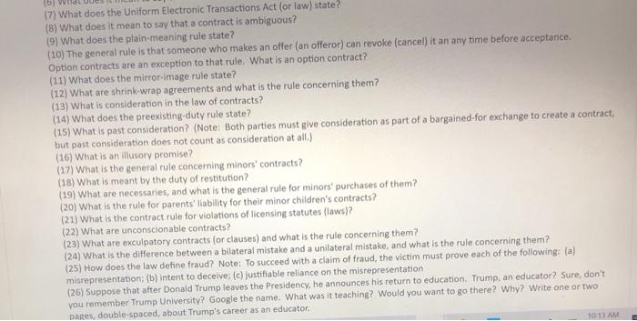 (7) What does the Uniform Electronic Transactions