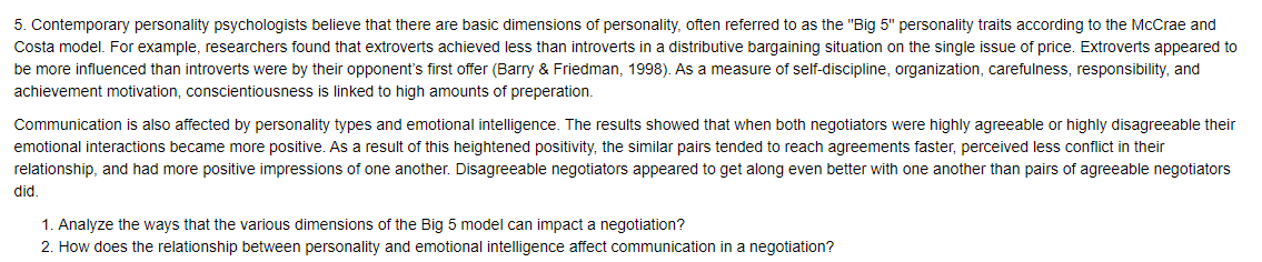 5. Contemporary personality psychologists believe