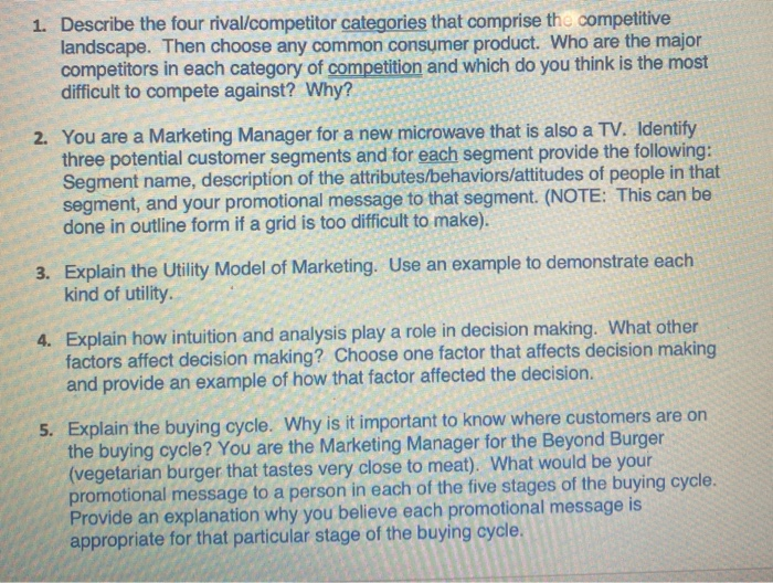 1. Describe the four rival/competitor categories