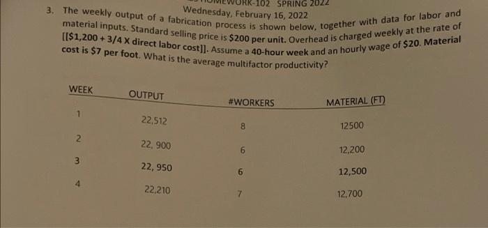102 SPRING 2022 Wednesday, February 16, 2022 3.
