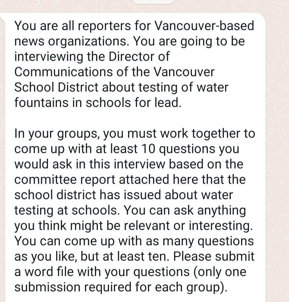 You are all reporters for Vancouver-based news