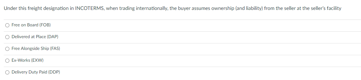22. Under this freight designation in INCOTERMS,