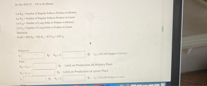 A company makes two types of sofas, regular and