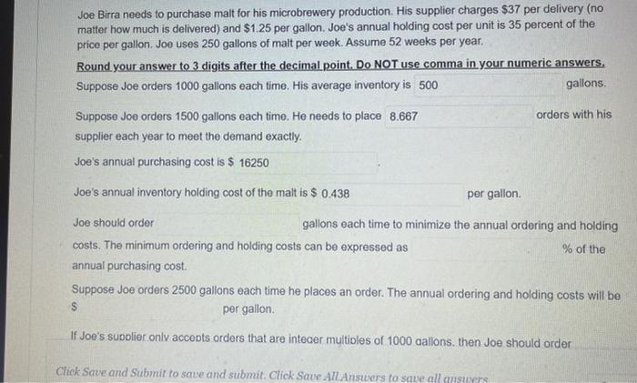 Joe Birra needs to purchase malt for his