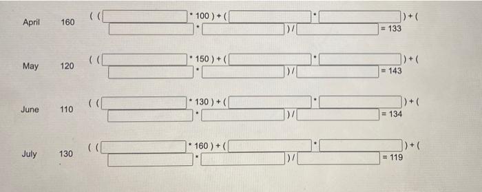 Use the information in the 1st table (Weights &