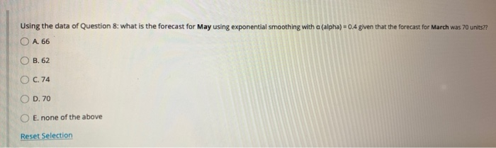 Note that Questions 8 and 9 use the same data.