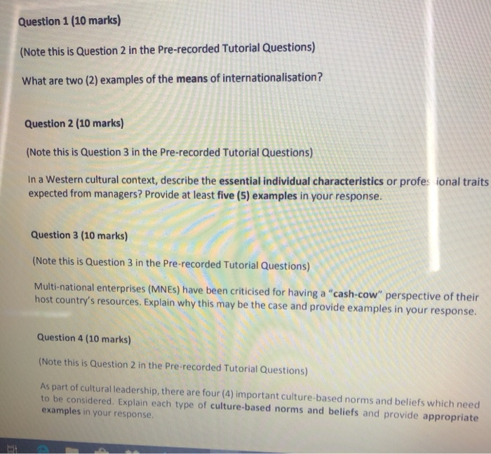 Question 1 (10 marks) (Note this is Question 2 in