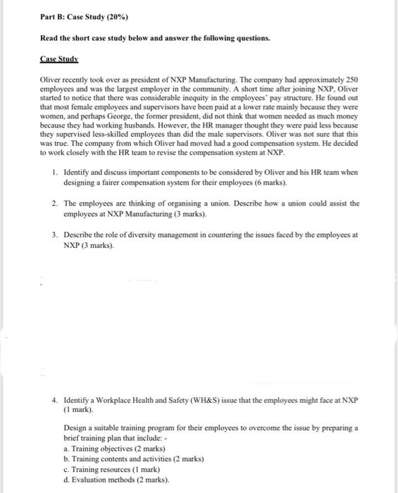 Part B: Case Study (20%) Read the short case