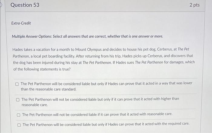 Question 53 2 pts Extra-Credit Multiple Answer