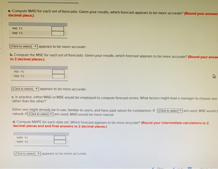 Problem 3-21 Two different forecasting techniques