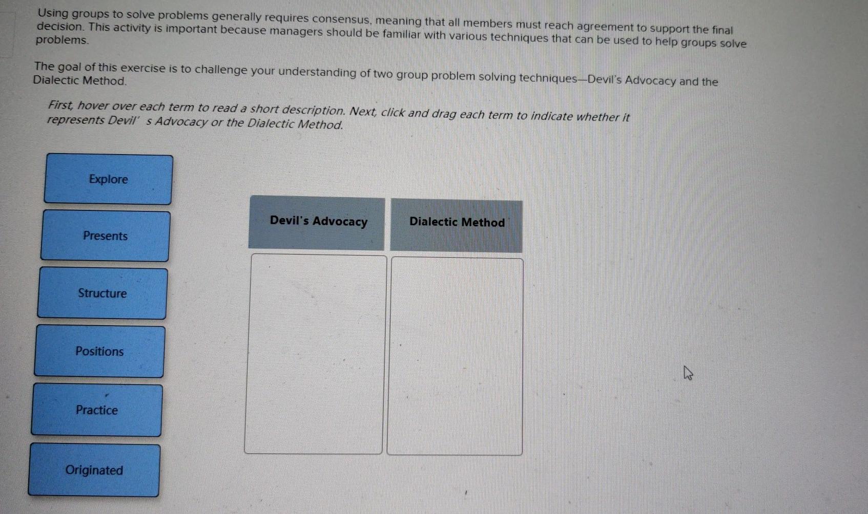 Using groups to solve problems generally requires