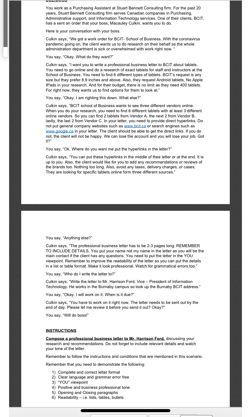 You work as a Purchasing Assistant at Stuart