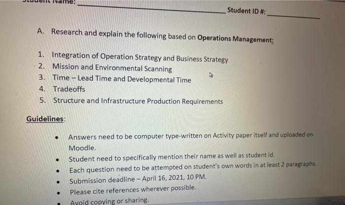 Student ID #: A. Research and explain the