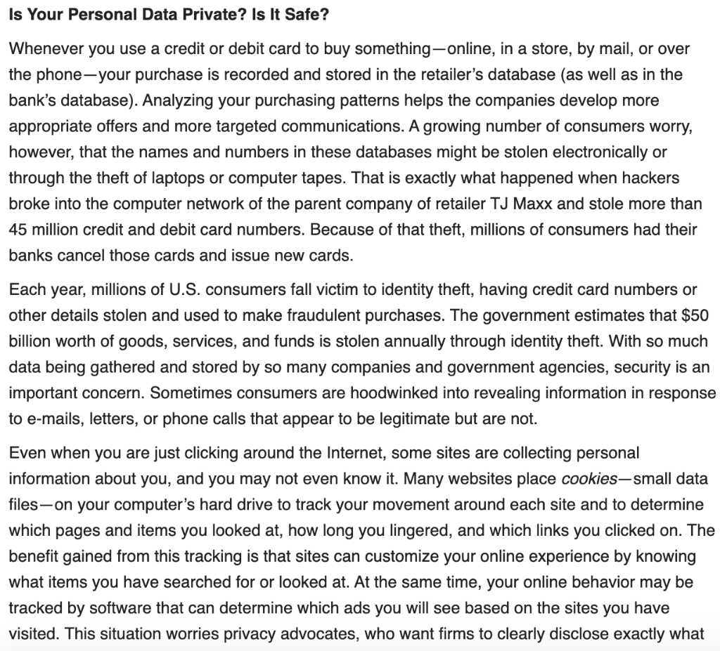 Is Your Personal Data Private? Is It Safe?