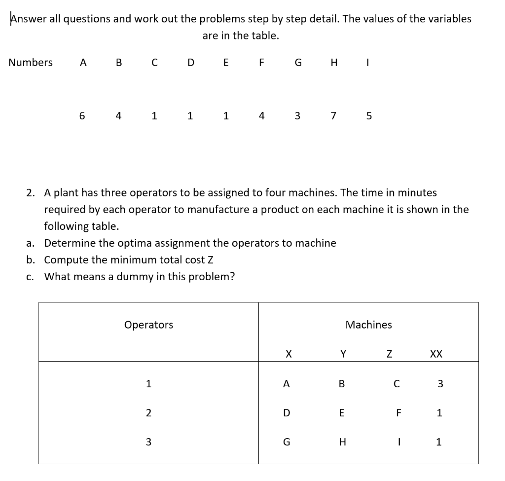 Answer all questions and work out the problems