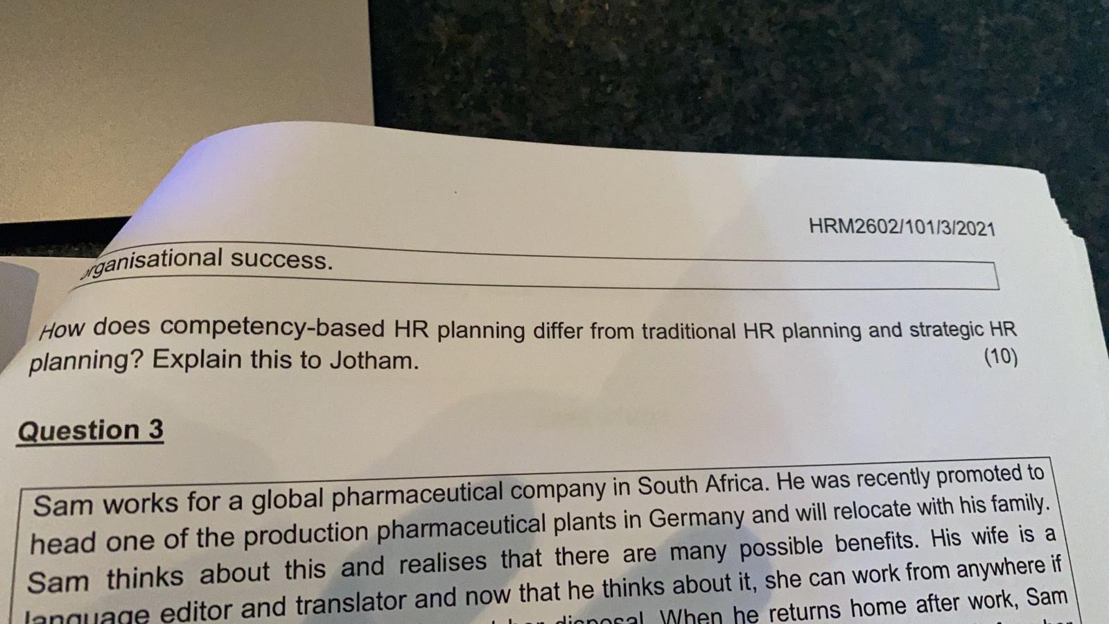 HRM2602/101/3/2021 nganisational success. How