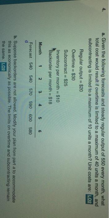 question b) a. Given the following forecasts and