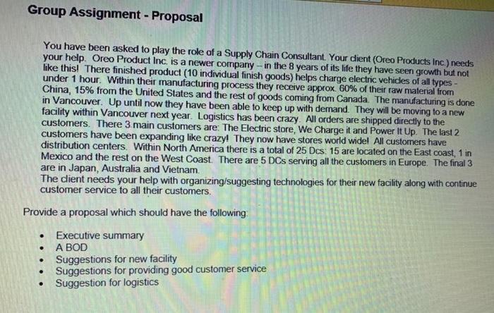 Group Assignment - Proposal You have been asked