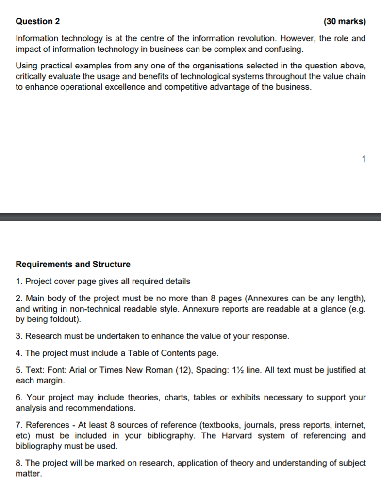 Question 2 (30 marks) Information technology is