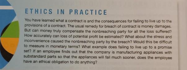 ETHICS IN PRACTICE You have learned what a