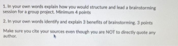 Decision Making - Braintorming 1. In your own