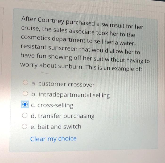 After Courtney purchased a swimsuit for her