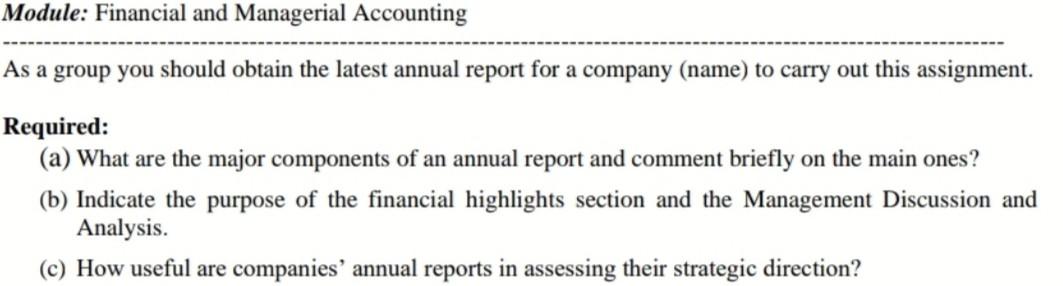 As a group you should obtain the latest annual