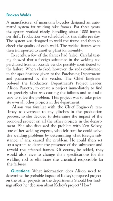 Broken Welds A manufacturer of mountain bicycles