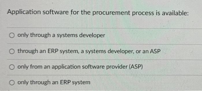 Application software for the procurement process