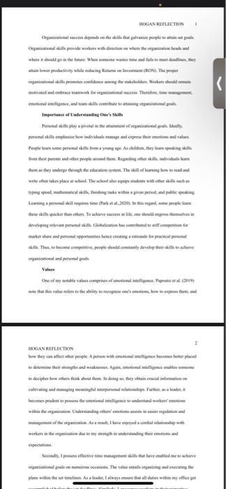 i need summary on this HOGAN REFLECTION 1