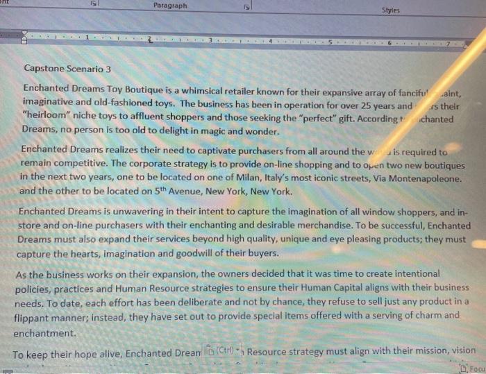 1. Based on the scenario provided to you, what