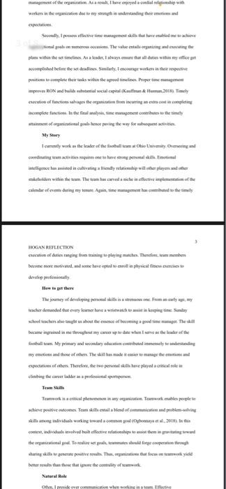 i need summary on this HOGAN REFLECTION 1