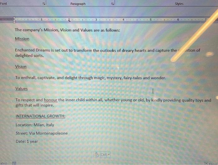 1. Based on the scenario provided to you, what